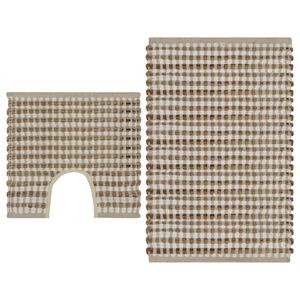 vidaXL Bath Mat Set | Natural and White | 45% Polyester, 45% Jute, 10% Cotton