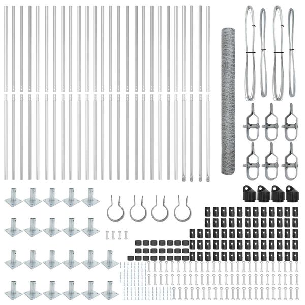 vidaXL Fence Post Silver 50 x 1.4 m (50 mm mesh) Steel