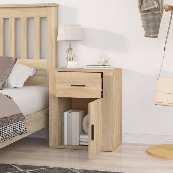 vidaXL Bedside Cabinet Sonoma Oak 50x36x60 cm Engineered Wood