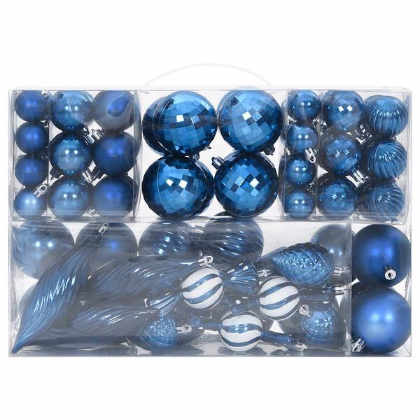 vidaXL Christmas Baubles 98 pcs Blue &Oslash;3/4/6 cm