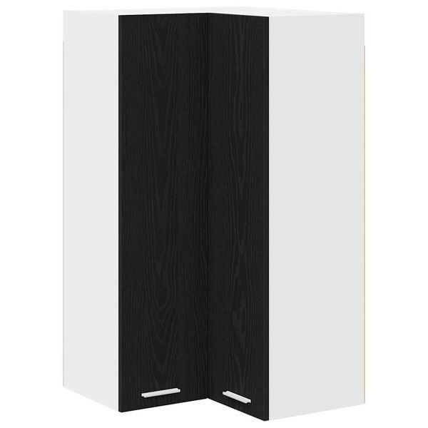 vidaXL Hanging Cabinet with Door Black Oak and White 57 x 57 x 100 cm