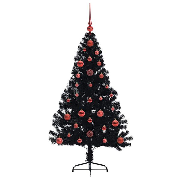 vidaXL Artificial Pre-lit Christmas Tree Black 120 cm PVC