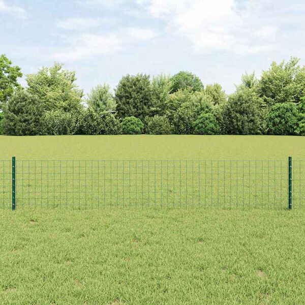 vidaXL Fence with Post Grey 1.6 x 50 m Steel and PVC