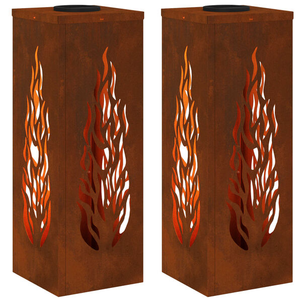 vidaXL Solar LED Pathway Light 2 pcs Bronze Weathering Steel