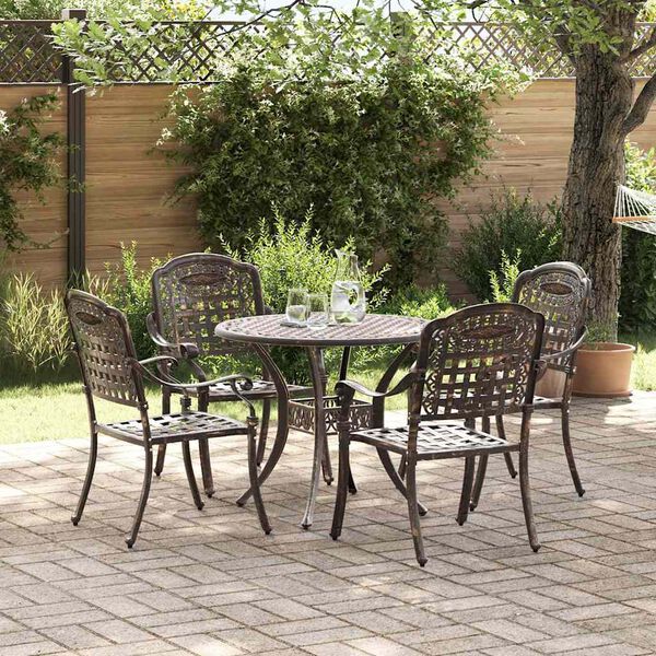 vidaXL Garden Dining Set 5 pcs Bronze 90 x 90 x 75 cm Cast Aluminium