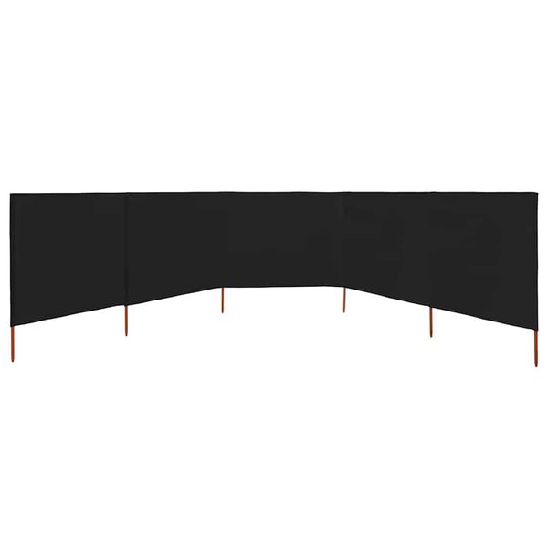 vidaXL 5-panel Wind Screen Fabric 600x160 cm Black