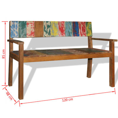 vidaXL Bench Solid Reclaimed Wood 120x48x85 cm
