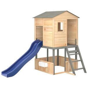 vidaXL Outdoor Playset | Dark grey, Blue | Solid fir wood, Polypropylene (PP)