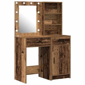 vidaXL Dressing Table Set with Drawer 2 pcs Old Wood Engineered Wood
