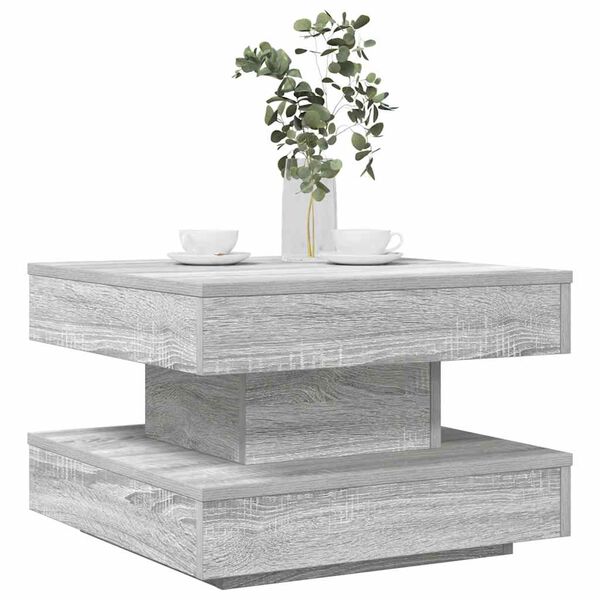 vidaXL Coffee Table 360-Degree Rotatable Grey Sonoma 50x50x34.5 cm