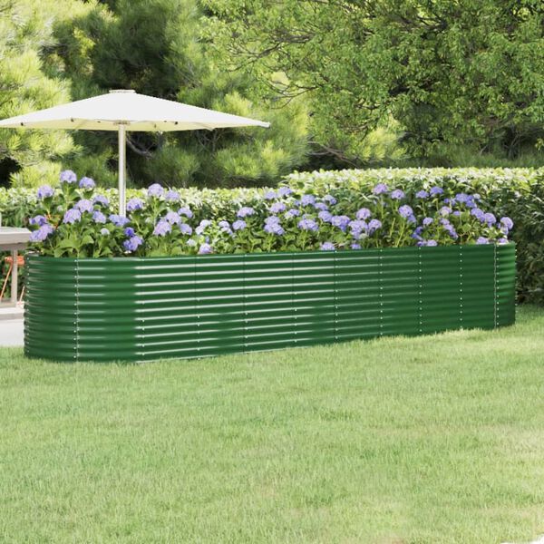 vidaXL Garden Raised Bed Galvanised Steel 396x100x68 cm Green