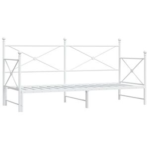 vidaXL Daybed with Trundle without Mattress White 75x190 cm Steel