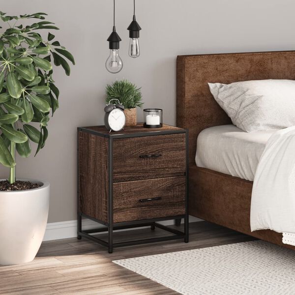 vidaXL Bedside Cabinet Brown Oak 40x31x50 cm Engineered Wood