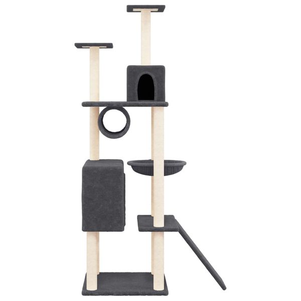 vidaXL Cat Tree with Sisal Scratching Posts Dark Grey 168 cm