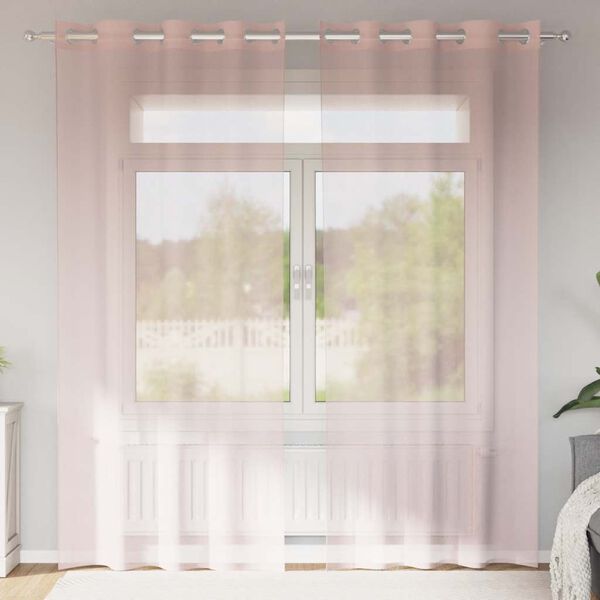 vidaXL Voile Curtains with Grommets 2 pcs Light Pink 140x245 cm