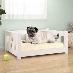 vidaXL Dog Bed White 65,5x50,5x28 cm Solid Wood Pine
