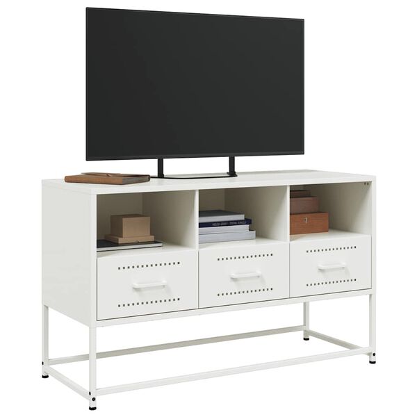 vidaXL TV Cabinet White 100.5x39x60.5 cm Steel