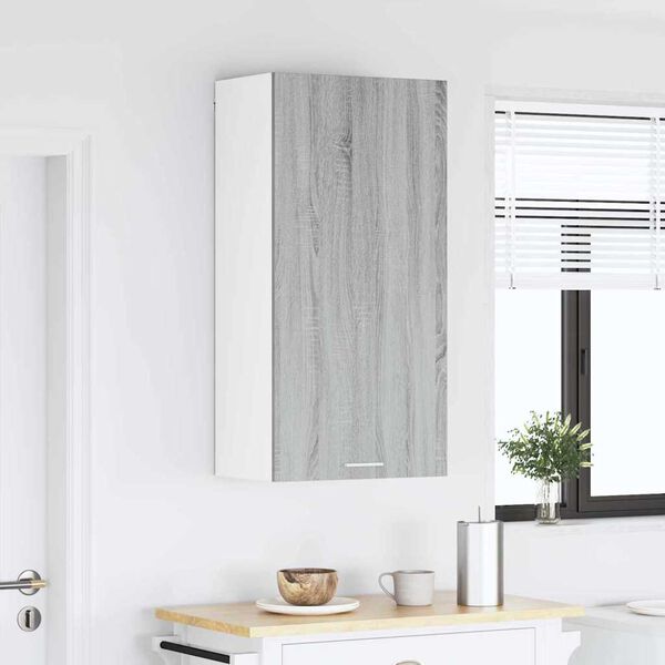 vidaXL Hanging Cabinet Grey Sonoma and White 50 x 31 x 100 cm