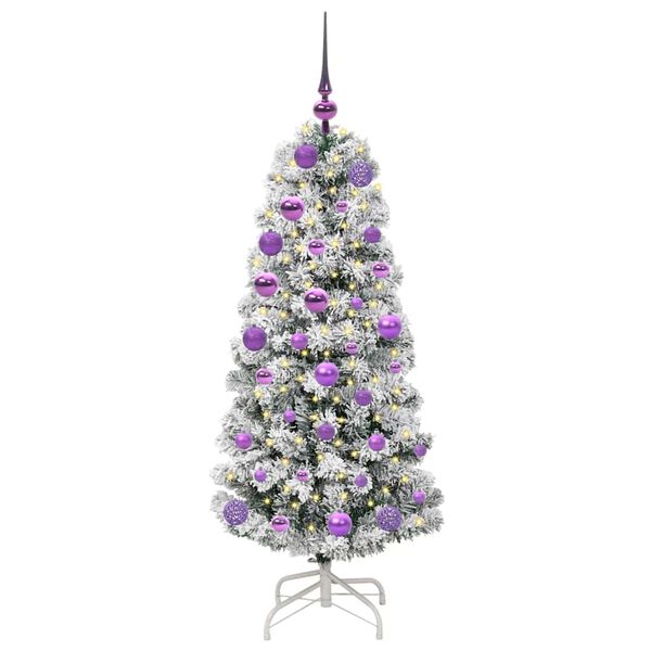 vidaXL Artificial Hinged Christmas Tree Green and White 120 cm