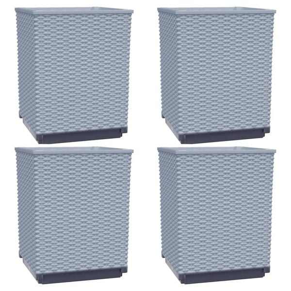 vidaXL Planters 4 pcs Light Grey 30x30x37 cm Polypropylene