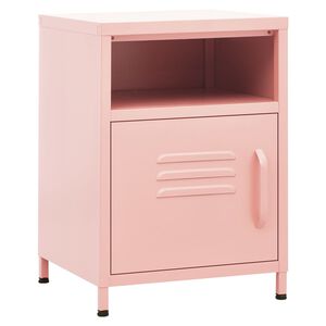 vidaXL Nightstand | Pink | Steel | 35x35x51 cm | Levelers | Nightstand | Square