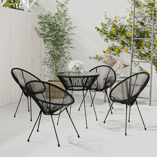vidaXL 5 Piece Outdoor Dining Set PVC Rattan Black