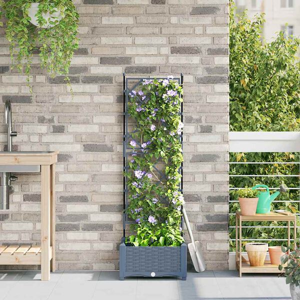 vidaXL Garden Planter LiGht Grey 40 x 40 x 125.5 cm Steel