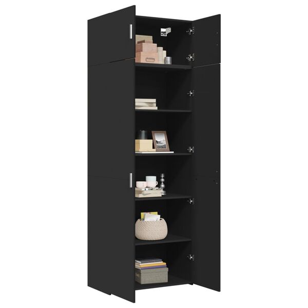 vidaXL Storage Cabinet Black 80x42.5x225 cm Engineered Wood