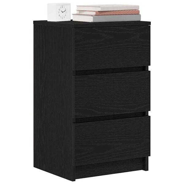 vidaXL Bedside Cabinets with 3 Drawers 2 pcs Black 39x35x65 cm
