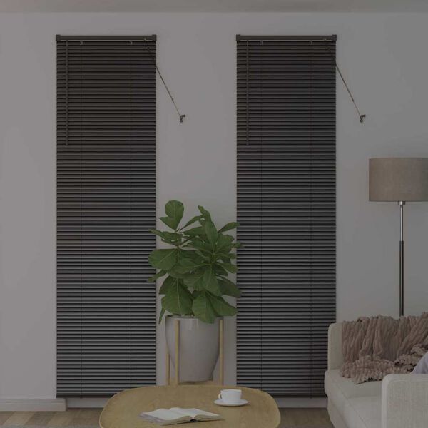 vidaXL Window Blind with Curtains Manual Black Aluminium