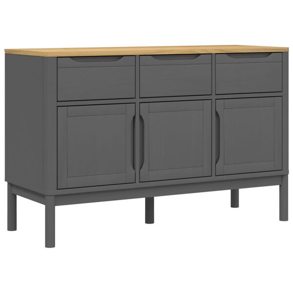 vidaXL Sideboard FLORO Grey 114x43x74 cm Solid Wood Pine