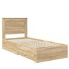 vidaXL Bed Frame Sonoma Oak and Silver 75 x 190 cm Engineered Wood