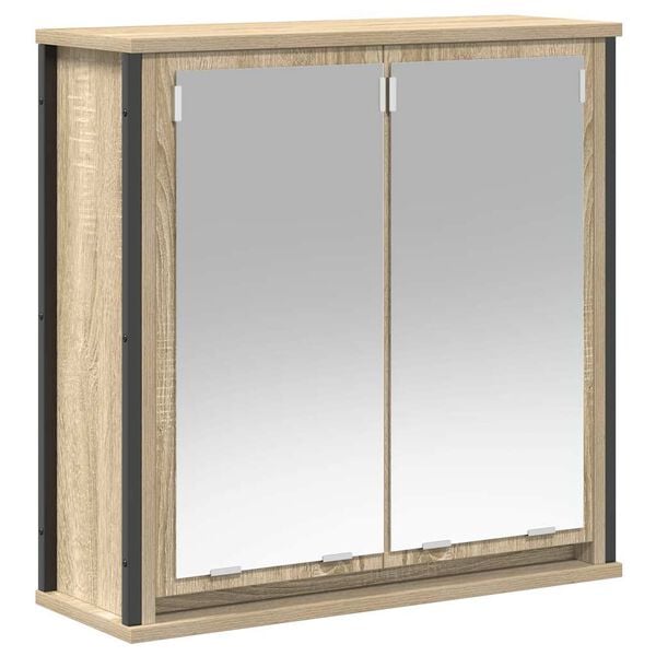 vidaXL Bathroom Wall Cabinet with Mirror Sonoma Oak 60x21x60 cm