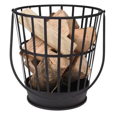 ProGarden Fire Log Basket with Handle Metal Black