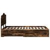 vidaXL Bed Frame with Drawer Smoked Oak 135 x 190 cm Engineered Wood
