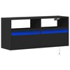 vidaXL TV Wall Cabinet with LED Lights Black 100x31x45 cm