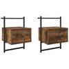vidaXL Bedside Cabinets Wall-mounted 2 pcs Smoked Oak 35x30x51 cm