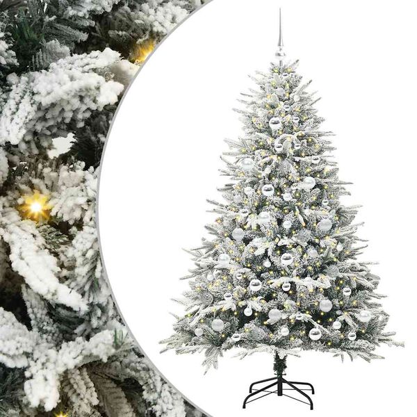 vidaXL Artificial Pre-lit Christmas Tree with Ball Set Green 180 cm