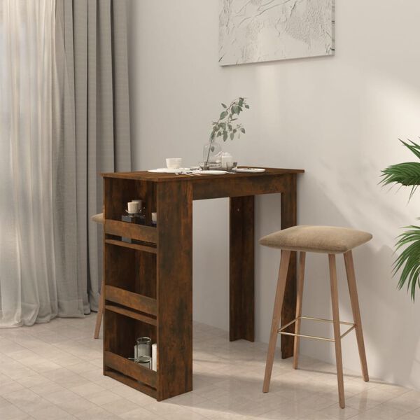 vidaXL Bar Table with Storage Rack Smoked Oak 102x50x103.5cm Engineered Wood