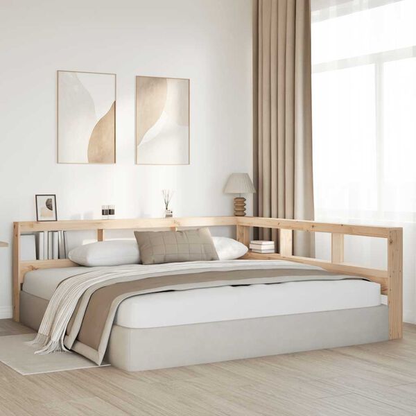 vidaXL Bookcase Headboard L-Shaped 180 cm Solid Wood Pine
