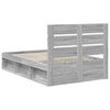 vidaXL Bed Frame Grey Sonoma 120 x 190 cm Solid Pine Wood