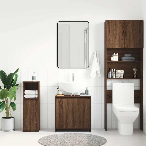 vidaXL Bathroom Cabinet Brown Oak 60x33x61 cm Engineered Wood