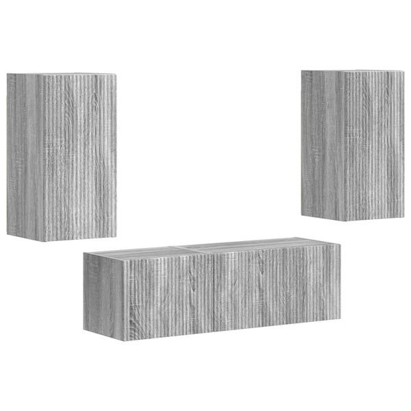 vidaXL TV Wall Cabinet Set 4 pcs Grey Sonoma Engineered Wood