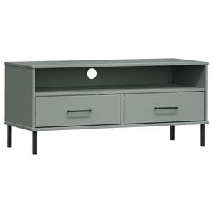 vidaXL TV Cabinet with Metal Legs Grey Solid Wood Pine "OSLO