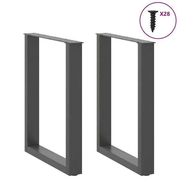vidaXL Dining Table Legs U-Shaped 2 pcs Anthracite 70x(72-73) cm Steel