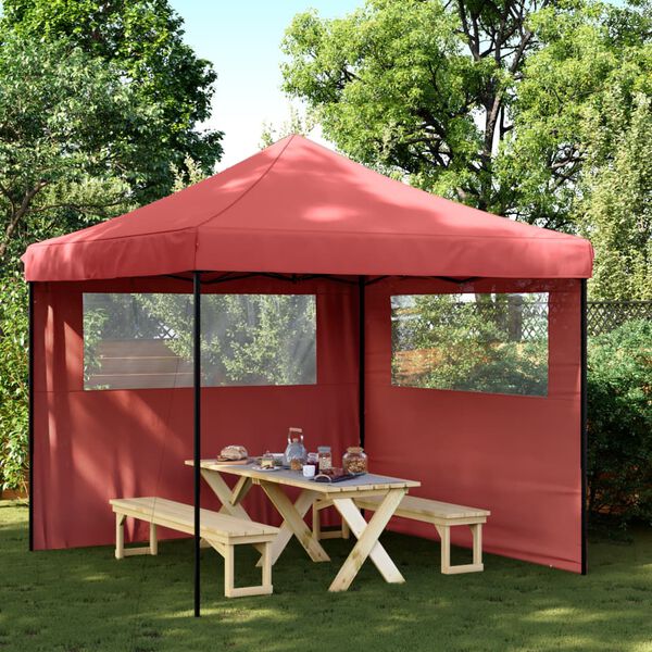vidaXL Foldable Party Tent Pop-Up with 2 Sidewalls Burgundy