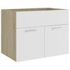 vidaXL 2 Piece Bathroom Furniture Set White and Sonoma Oak Engineered Wood