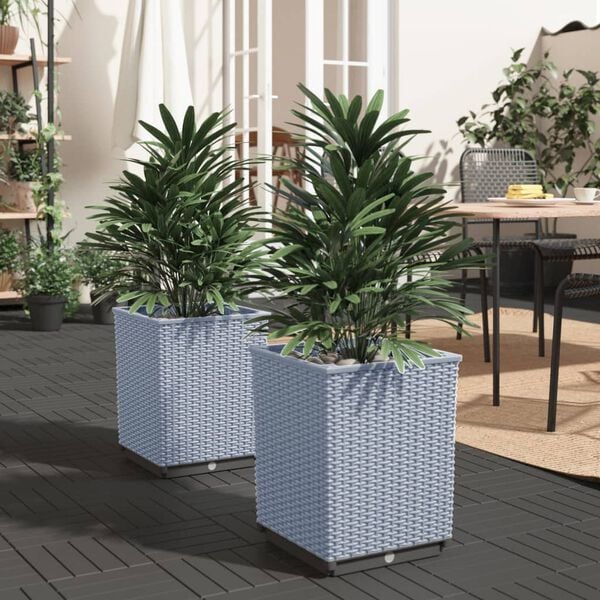 vidaXL Planters 2 pcs Light Grey 30x30x37 cm Polypropylene