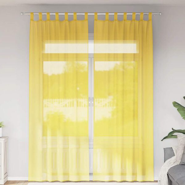 vidaXL Voile Curtains with Loops 2 pcs Yellow 140x260 cm