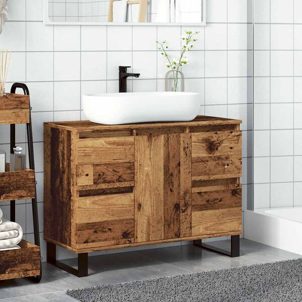 vidaXL Bathroom Sink Cabinet Old Wood 80x33x60 cm Engineered Wood